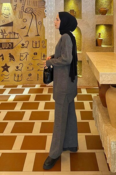 lamelif Heart Knitwear Set Smoked