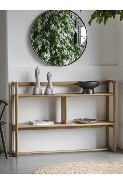 feruzadeco Doğal Meşe Renkli 2 Katlı Açık Kitaplık | El Yapımı Minimal Ahşap ...