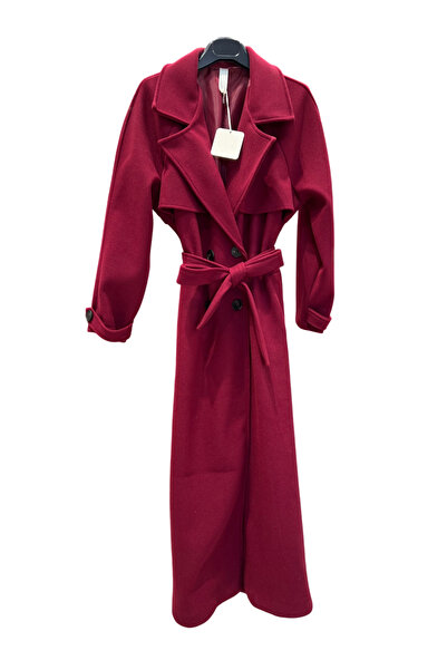 OEM Women's long coat with burgundy red cord