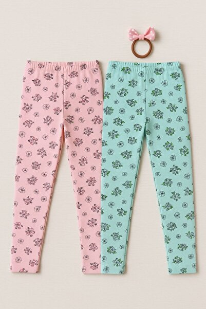 İncili طقم ليجنز بناتي منقوش بنمط شادورن - قطعتين (وردي ونعناعي)