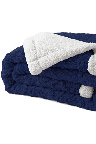 Fabienne Jacquard Sherpa Blanket Super King 220x240cm Reversible Warm Blanket Large Throw Blanket for Winter