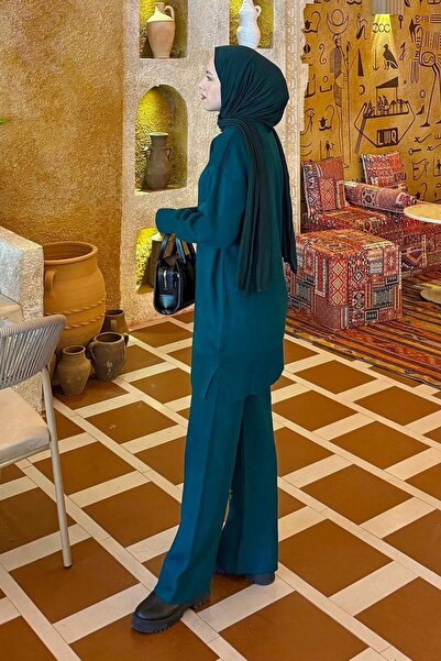 lamelif Set de tricotaje inimă verde smarald