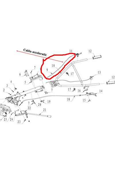 RURIS Throttle cable for tiller Dac, Ruris, Zimbru, Gigant