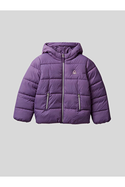 Benetton معطف بناتي للأعمار من 6 إلى 14 سنة باللون الأرجواني