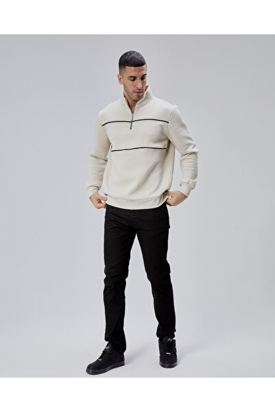 trender Half Zipper 3 Thread Men's Sweat 5720 Sand Gray