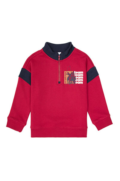 U.S. Polo Assn. Hanorac pentru băieți, cu jumătate de fermoar, culoare zmeură...