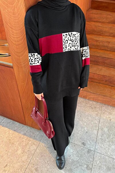 lamelif Patterned Knitwear Suit Black