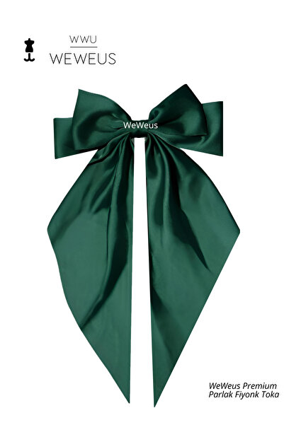 Weweus Cataramă lungă de lux pentru femei, verde închis, cu panglică lucioasă