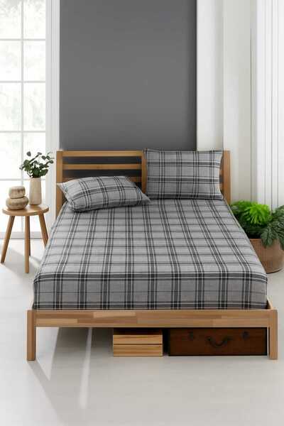 Valezium Ekose Patterned Printed Fabric Elastic Fitted Pillow Sheet Set