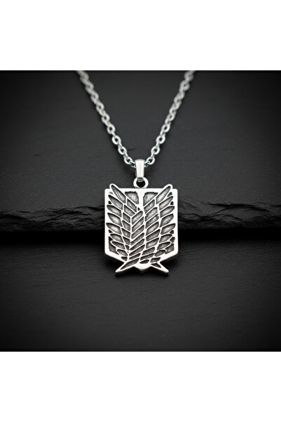 Alooya Attack On Titan Anime Gümüş Kaplama Düz Zincir Kolye