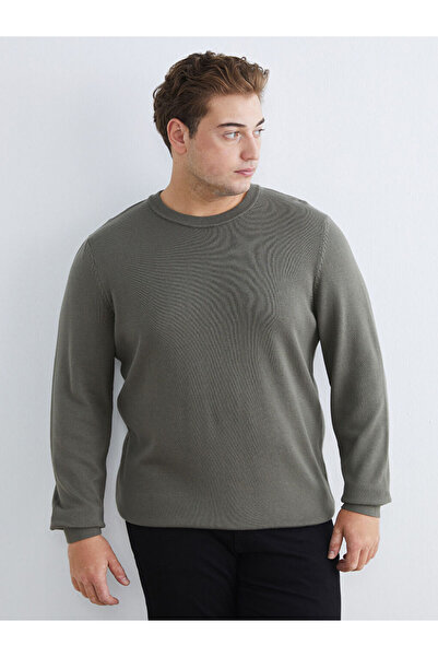 LC Waikiki Khaki Crew Neck Men's Knitwear Sweater