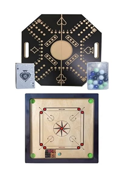 jakaro مجموعة لعبة كاروم مع كرات وبطاقات (45×45 سم) - لوح خشبي مقاس 20 بوصة م...