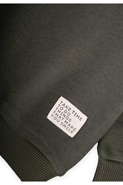 Cigit Paneled Sweatshirt Set 2-8 Years Khaki Green