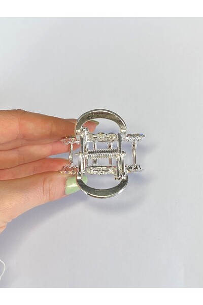 cityvision 6 cm Silver Hair Clip in Stone Ring Form – Elegant and Sparkling Hair Accessory