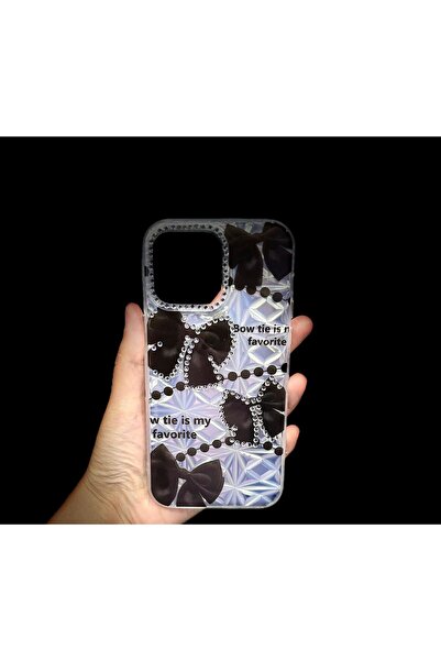 IPHone 14 Promax Kelebek Desenli Parlak Işıltılı Taşlı Kılıf