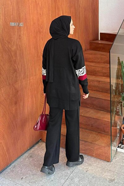 lamelif Patterned Knitwear Suit Black