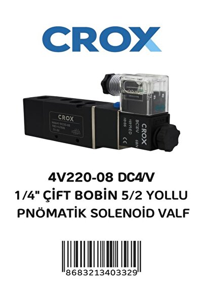Crox 4V220-08 DC24V 1/4” Çift Bobin 5/2 Yollu Pnömatik Solenoid Valf