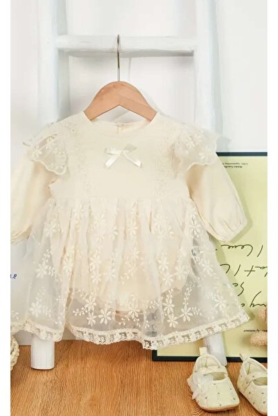 ÇEÇEN HOME بدلة قطنية أنيقة للفتيات مع تفاصيل دانتيل زهرية وأكمام طويلة وتفاص...