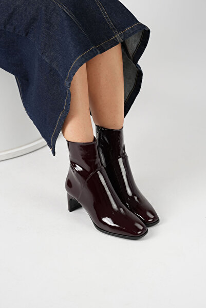 Ametist Danila Bordo Rugan Sıcak Astar Hakiki Deri Kadın Bot – Kalın Topuk 5,...