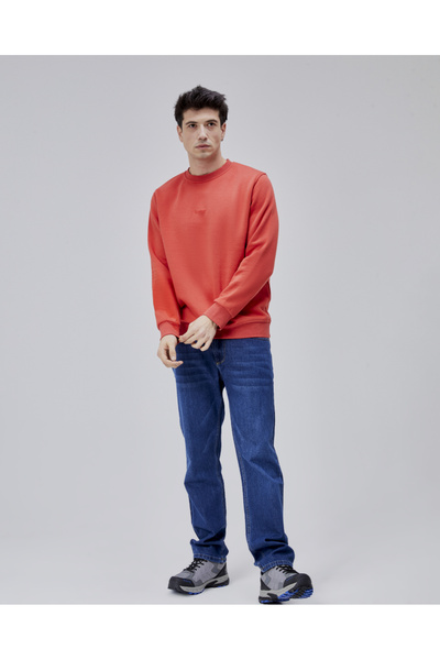 trender O Neck 3 Thread Ş Fleece-Lined Men's Sweat 5012 B.Red