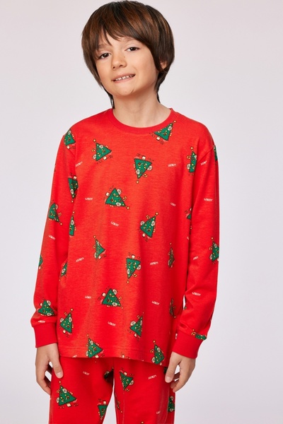 Woody Pijamale pentru băieți de 2-8 ani-Cpa - 995 Cat Christmas Z Aop