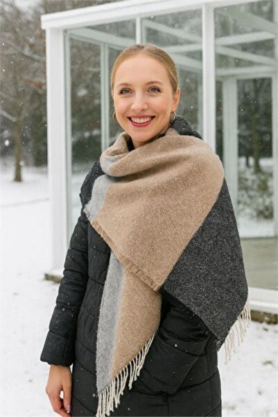 Dipmoda Kadın yumuşak kumaş desenli şal atkı DPAKS033