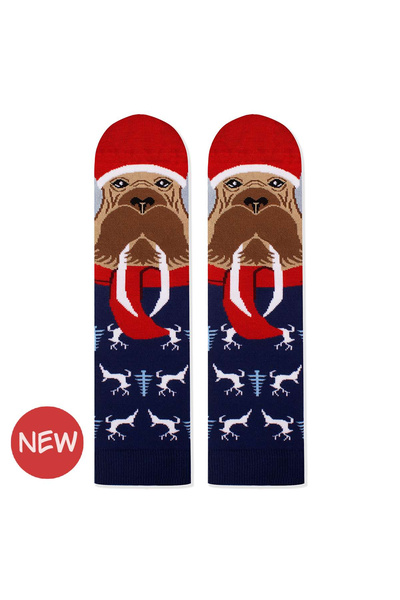 Pirin Hill Bamboo Christmas Socks Polar Christmas Walrus Blue
