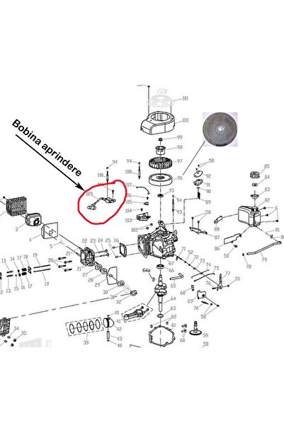 RURIS Bobină de aprindere pentru mașina de tuns iarba Dac 130XL, 150XL