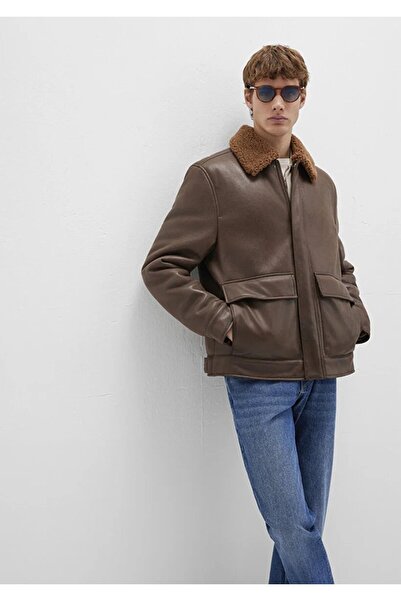 Mavi Brown Faux Fur Detailed Faux Leather Jacket Regular Fit / Regular Cut 0110669-70240