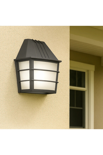 HAMER مصباح جداري خارجي لطش كوخ اسود زجاج شفاف مفرد قاعدة E27