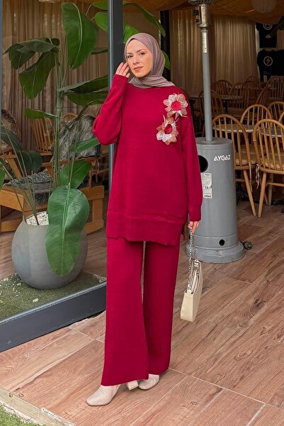 lamelif Knitwear Set with Accessories Burgundy