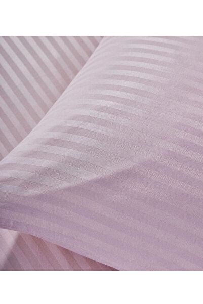 çeyizline Double Cotton Satin Striped Duvet Cover Set Powder