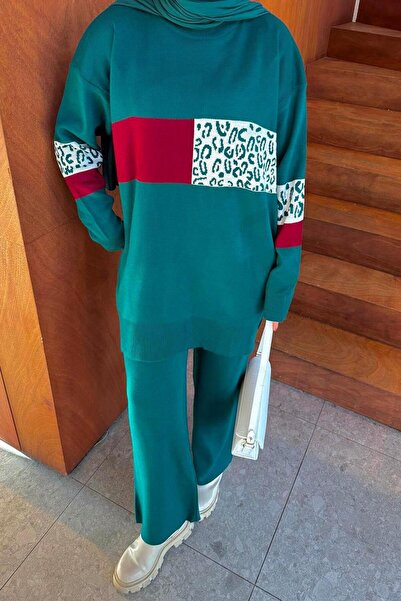 lamelif Patterned Knitwear Set Emerald Green