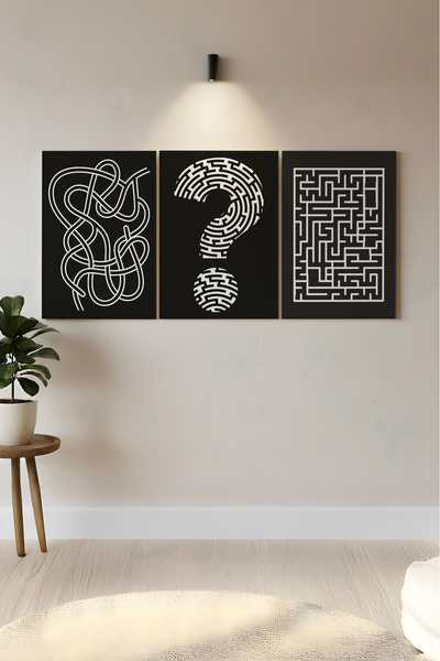 huhuli مجموعة لوحات قماشية من 3 قطع على شكل متاهة الأفكار Huhu858K