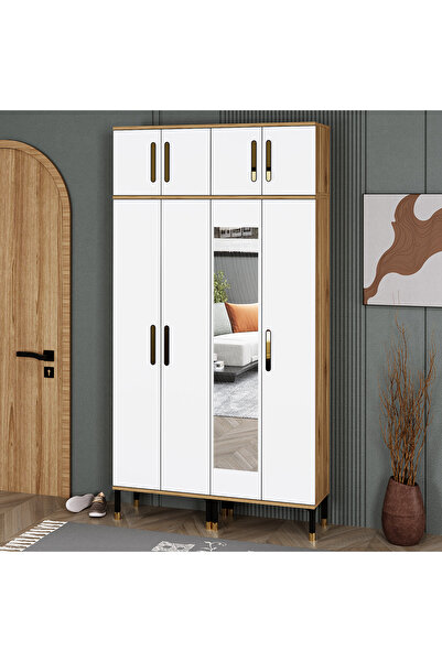 Kalender Dekor Demet-1-3-4-4 Ayaklı Aynalı Ayakkabılık Portmanto Vestiyer