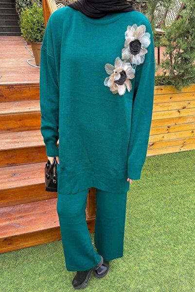 lamelif Accessory Knitwear Set Emerald Green
