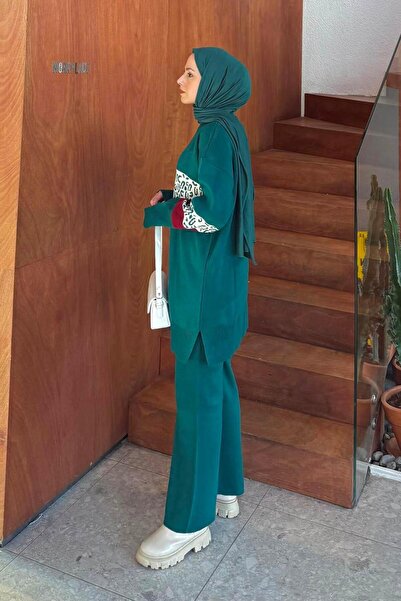 lamelif Patterned Knitwear Set Emerald Green