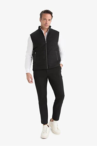 DeFacto Slim Fit Slim Fit Mock Neck Lined Zippered Pockets Transitional Spring Vest (25 Au)