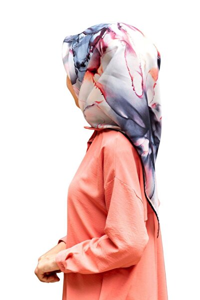 Vissona 57% MĂTĂSĂ 43% VISCOZĂ Twill Mătase Batik Motiv floral Indigo - Culoa...