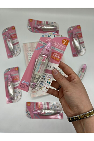 Kağıt Gemi Dükkan Pembe Kurdele Desenli Süsleme Bandı/Tipeks/Tipex/Şerit Daks...