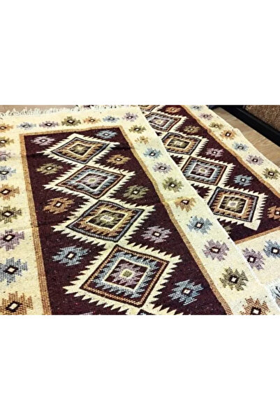 OEM 1+1 Traditional rugs, size 80 x 125 cm, brown and cream, ROMB pattern