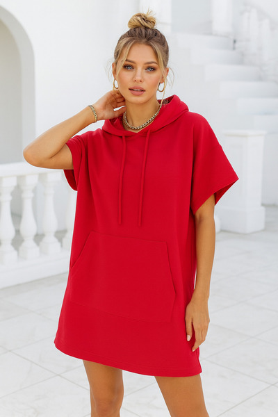 Rich Women's Kangaroo Pocket Oversized Long Sweatshirt Dress