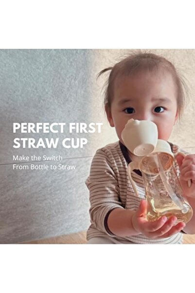 GROSMIMI Flip Top Spill Proof Sippy Cup, PPSU, BPA Free, 10 oz, Stage 2 Straw (Bear)