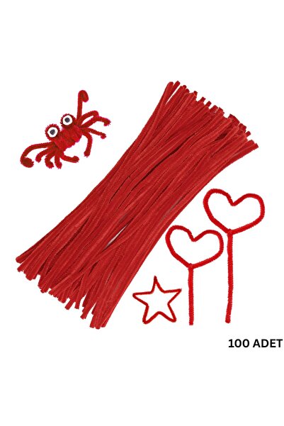roco paper Şönil Tel, El İşi, DIY, Hobi ve Çiçek Yapım Teli, Kırmızı, 100 Ade...