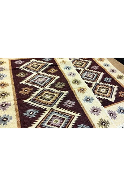 OEM 1+1 Traditional rugs, size 80 x 125 cm, brown and cream, ROMB pattern