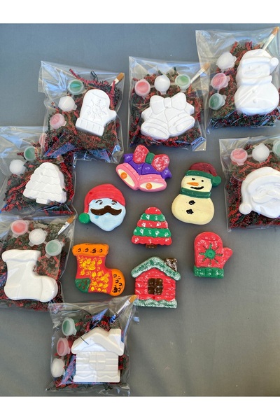 Atölye Lavi Shop (10) Pieces Christmas Painting Set/ Mother-Child Activity, Diy, Birthday Gift, Children's Painting Set, Christmas