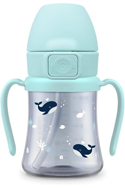 GROSMIMI Whale PPSU Straw Cup for Babies, 200ml – Spill-Proof, BPA-Free, Easy Grip (Creamy Blue)
