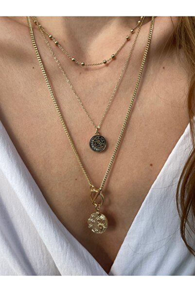 Hora 3’lü Sky Gold Tasarım Kolye