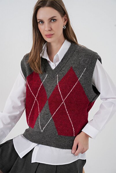 Hiccup Bdart Diamond Pattern Knitwear Sweater