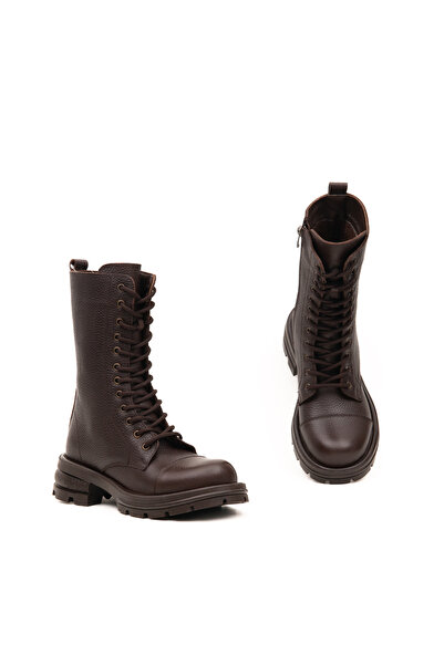 Bulls & Gulls Women's Genuine Leather Patchwork Front Lace-Up Long Boots